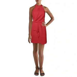 Halston‎ Womens Jade Sleeveless Faux-Wrap Halter Mini Dress Size 8